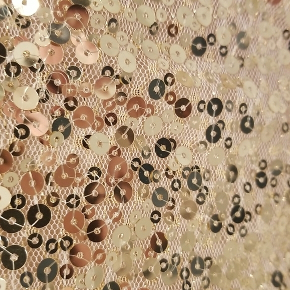 💕MARCHESA NOTTE💕 Glitter Ruffle Asymmetric Cocktail Dress ~ Champagne 2 NWT - Picture 7 of 11